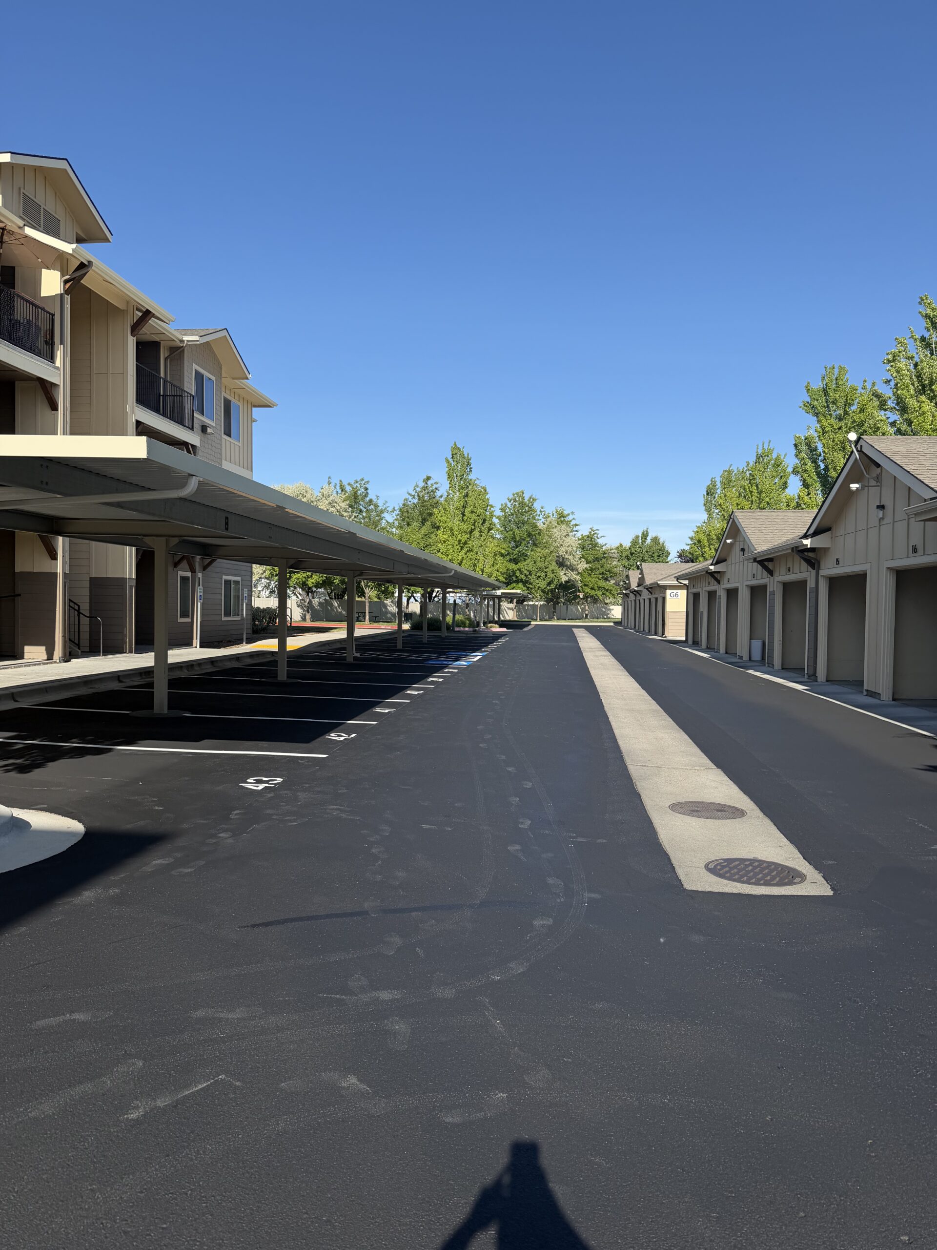 Wide angle view of complex parking