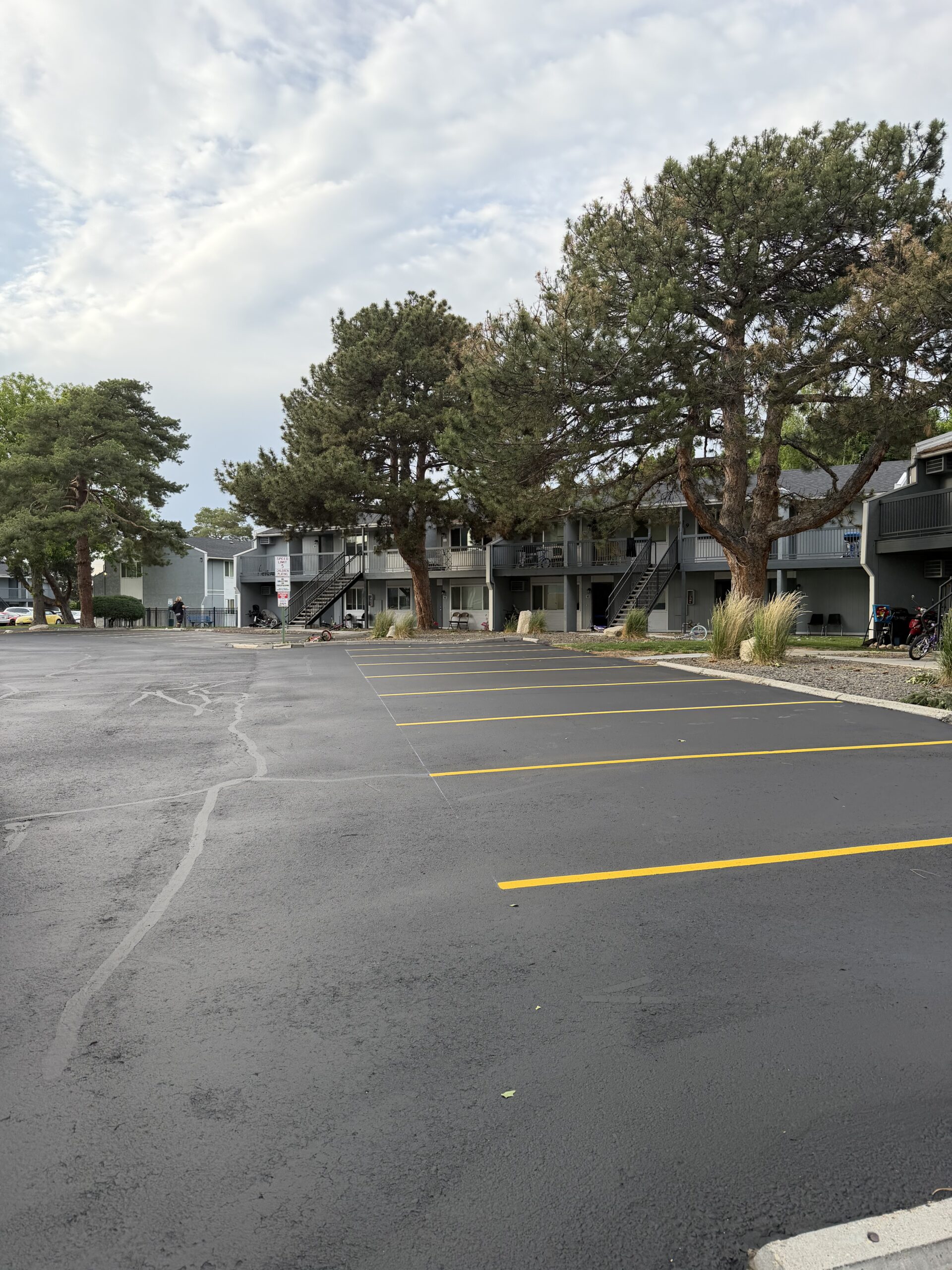 Completed parking stalls layout
