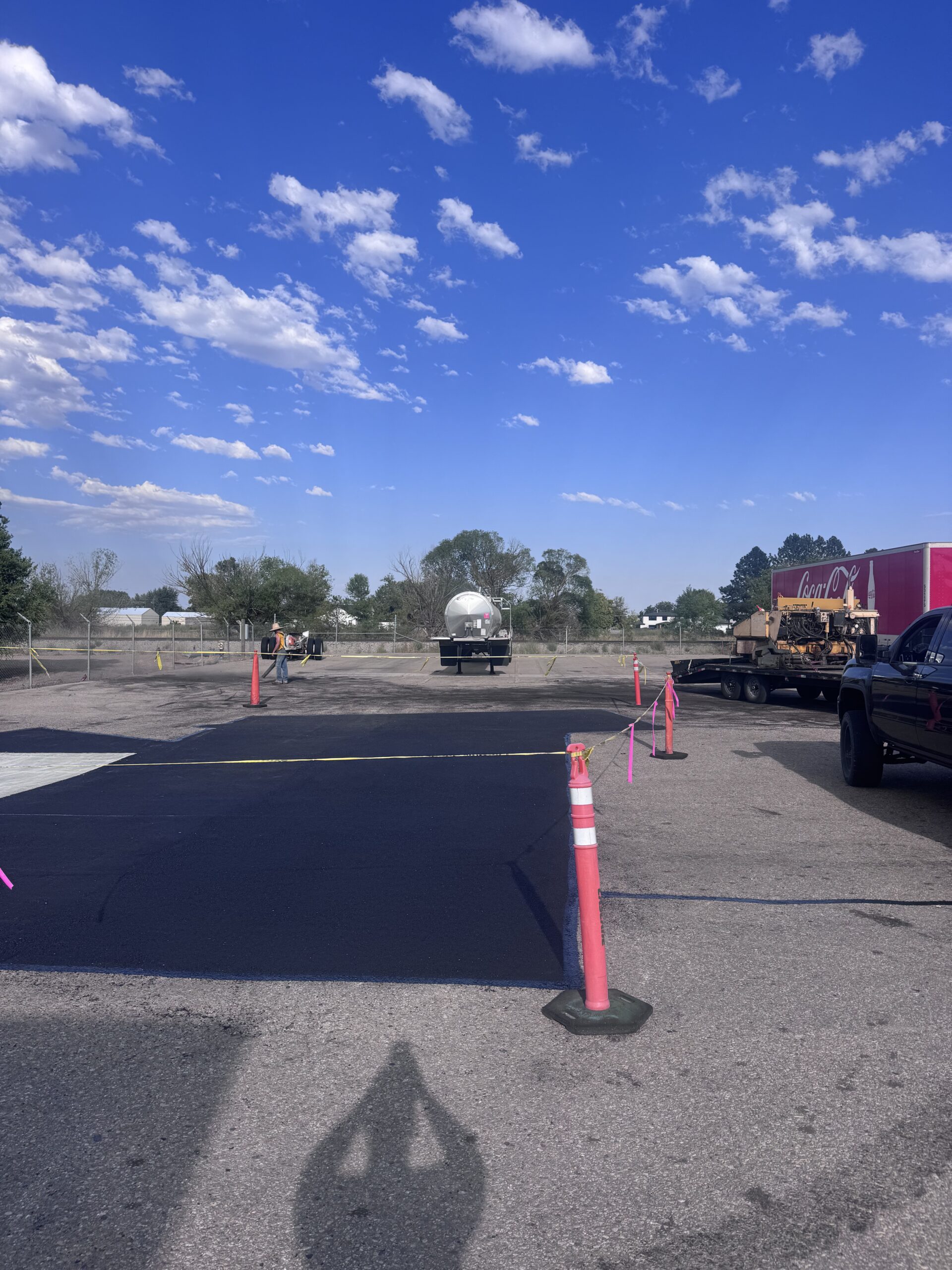 Asphalt paving process at bottling plant